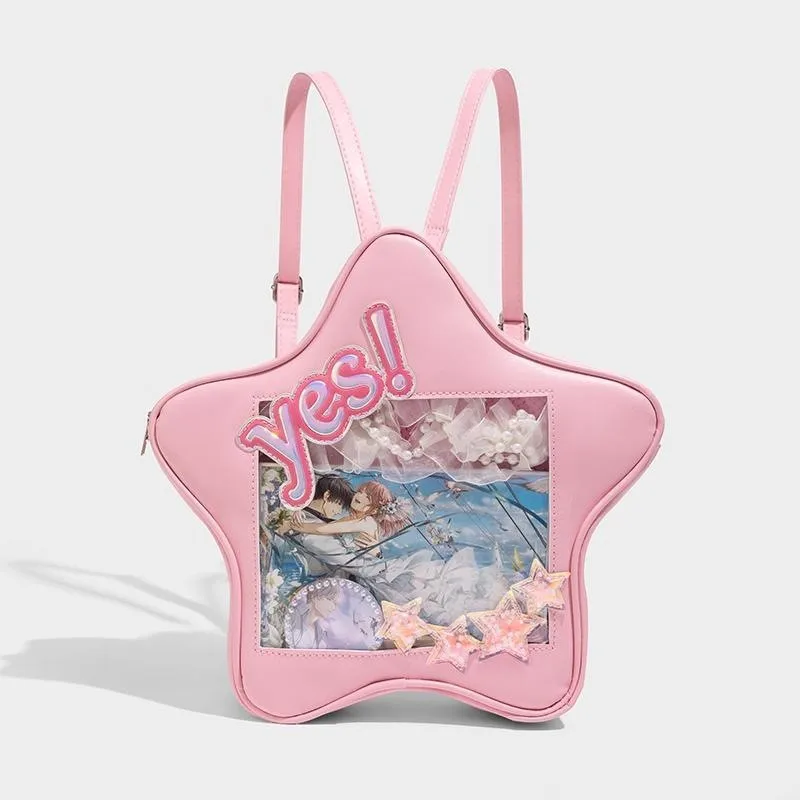 

New Japanese Girls Harajuku Cute Kawaii Ita Bag High Quality PU Backpack Y2K Five Pointed Star One Shoulder Crossbody Bag