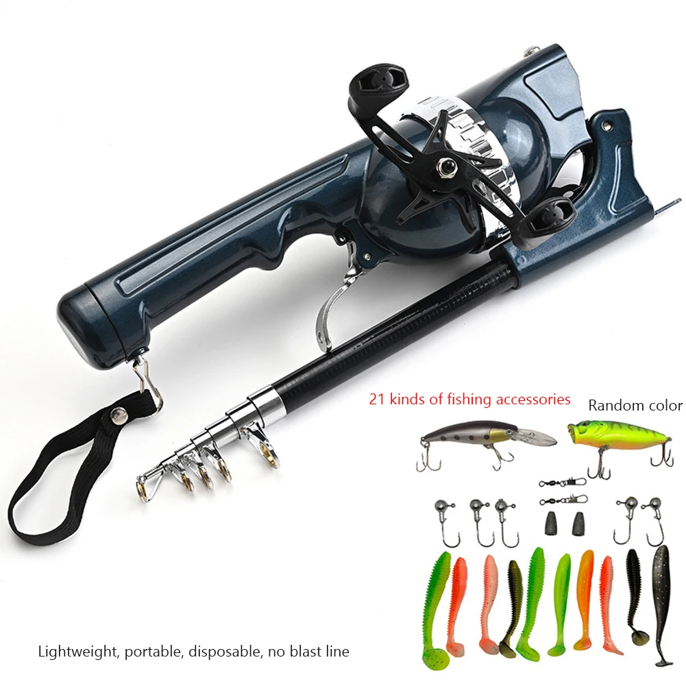 Fishing Pole Reel Combo 9.05in-51.6in Adjustable Lightweight Carbon Fiber Foldable Rod And 3.6:1 Ratio Reel Combo For Outdoor