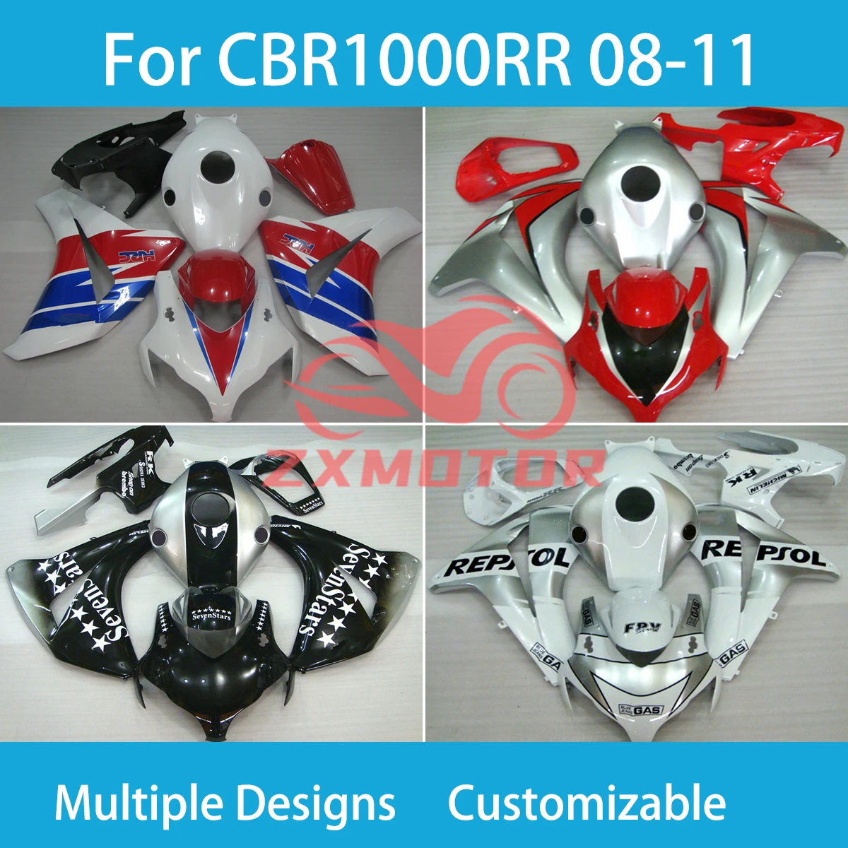 CBR 1000RR 2008-2011 100% Fairings مناسبة لهوندا CBR1000RR 2008 2009 2010 2011 أجزاء جسم الدراجة النارية مجموعة كاملة الهدايا المجمعة #1
