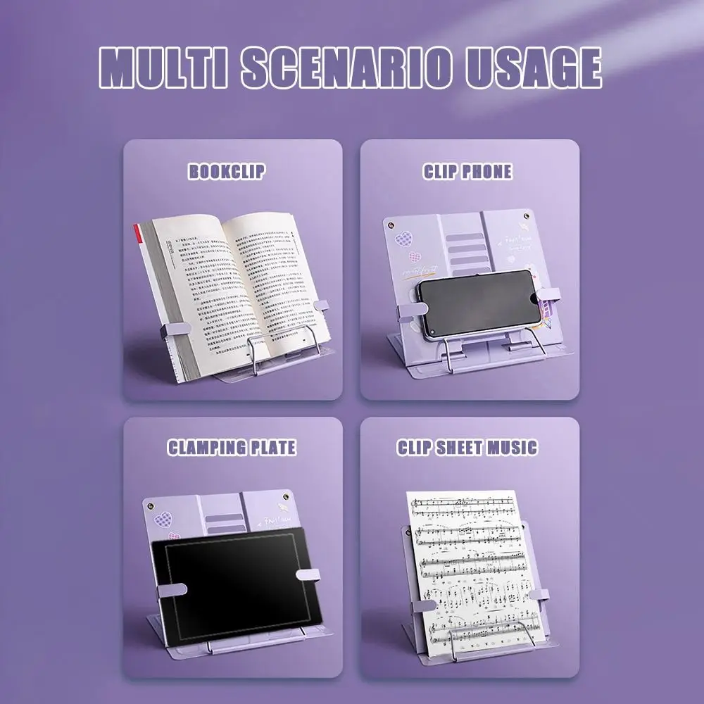 Durable Metal Book Reading Stand Multicolour Adjustable Foldable Support Rack Foldable Documents Holder Magazines