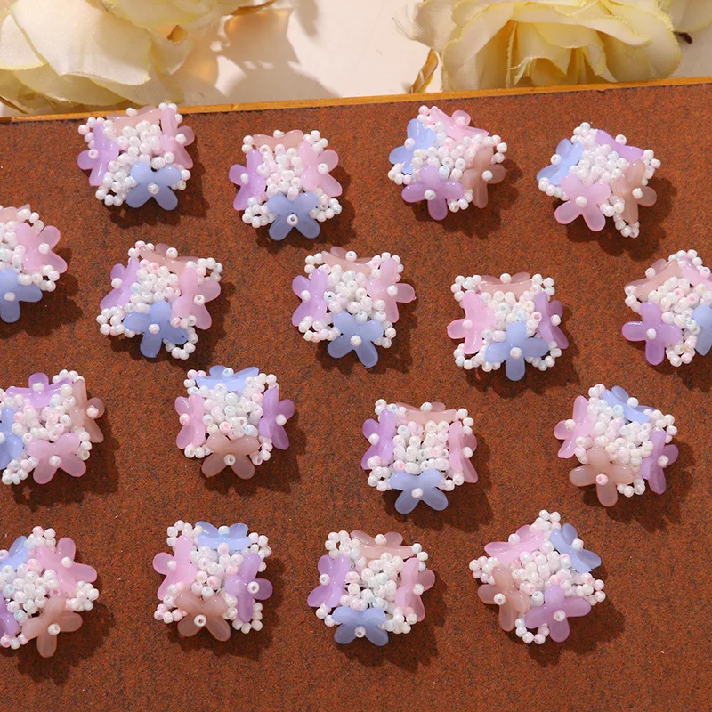 Shoe Charm 1 Piece Elegant Cream Beaded Hydrangea Cluster DIY Spring Summer for Clear Jelly Clogs Crystal Princess Korean
