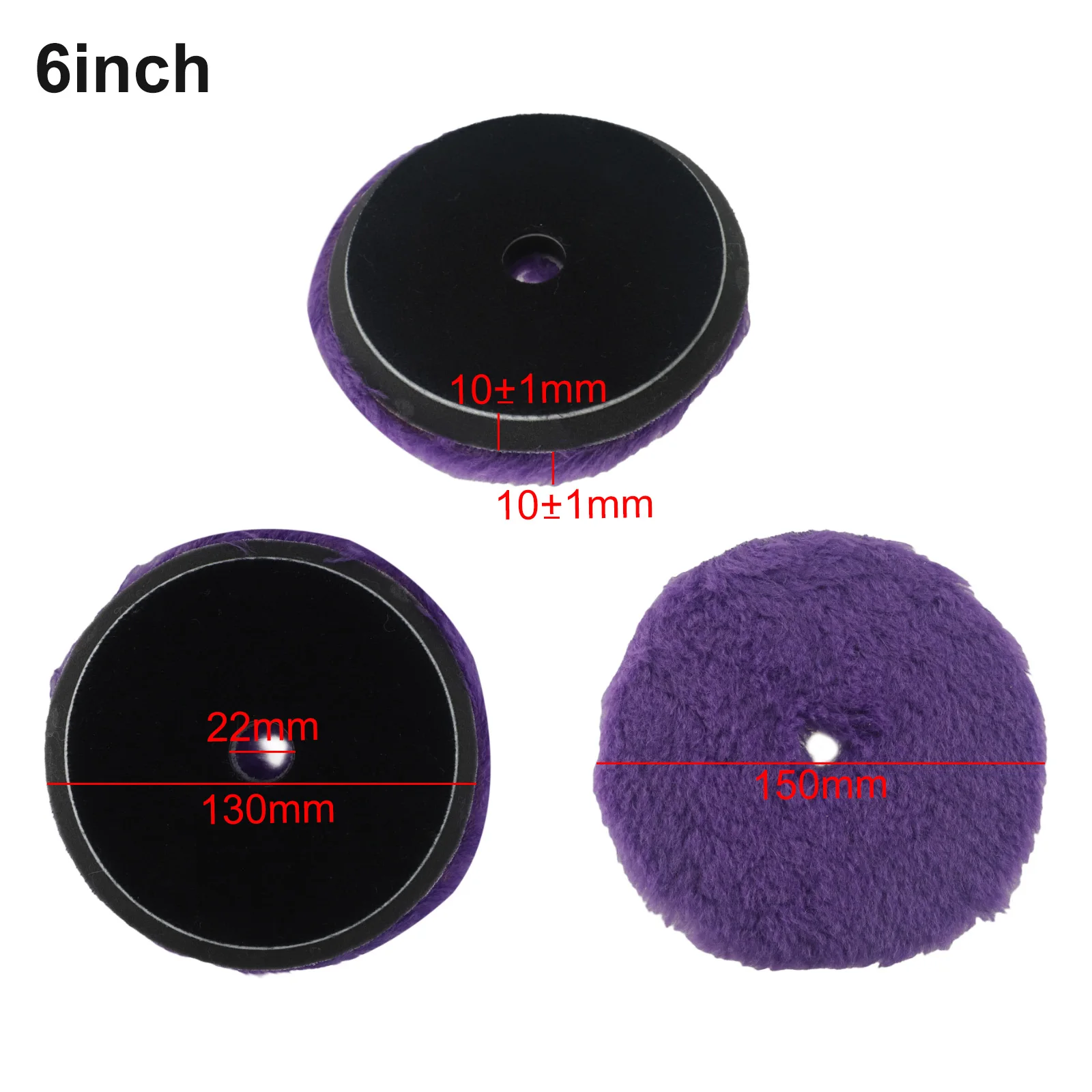 1pc 6inch Purple Wool Polishing Pad Car Paint Polishing Soft Buffer Pads With Sponge Cushion Wood Car Waxing Wool Polisher