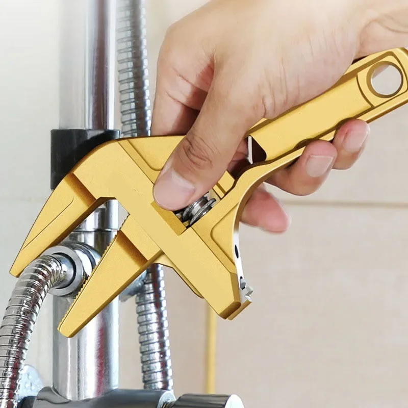 Multi Functional Bathroom Large Opening Short Handle Maintenance Tool Adjustable Wrench Water Pipe with Teeth Detachable Sink