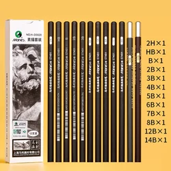 12Pcs/Box Professional Sketching Pen HB B 2B 3B 4B 5B 6B 7B 8B 12B 14B Art Draw Specific Graphite Core Wooden Lead Pencils
