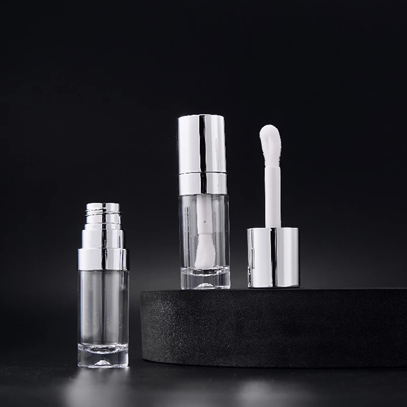 1Pcs Empty Portable 10ml Lip Gloss Tube Plastic Lip Glaze Tubes Coarse Bristle Brush Full Clear Transparent Container