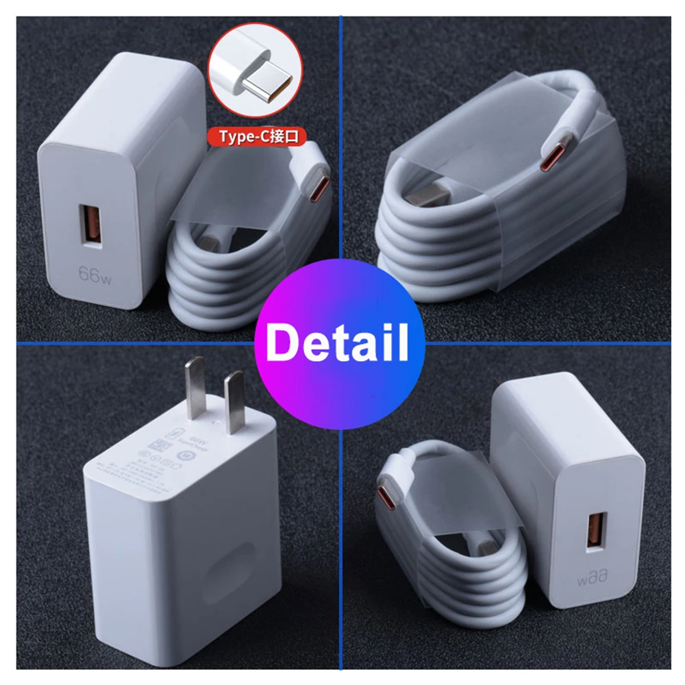 Honor 66W Super Fast Charger Original EU/US Power Wall Adapter 1M 6A Type C Cable For HONOR 60 50 SE Pro X30 X20 X9 V40 Magic V