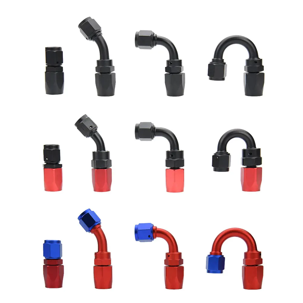 Universal Hose End Swivel Fittings 4AN 6AN 8AN 10AN 12AN Straight 0 45 90 180 For CPE Oil Fuel Kits Hose Adaptors Degree