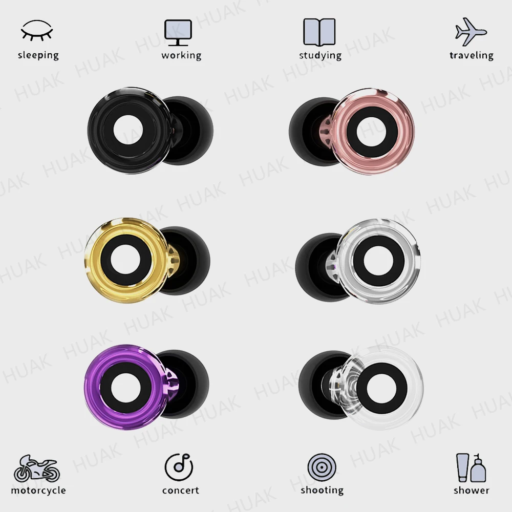 HUAK Noise Reducing Ear Plugs – Extra Coverage, 8 XS/S/M/L Ear Tips Perfect for Concerts, Festivals, Live Events, DJs & Sports