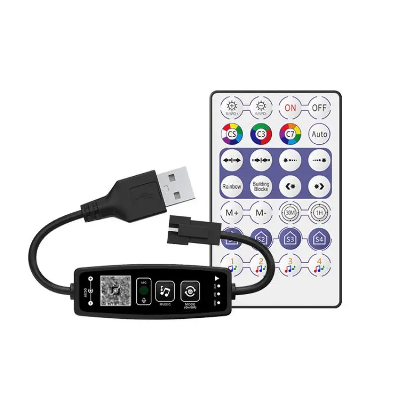 

WS2812B Controller Bluetooth Music APP Control For Pixel LED Strip Light SK6812 WS2811 WS2812 Tape Lights USB 5V Remote Control