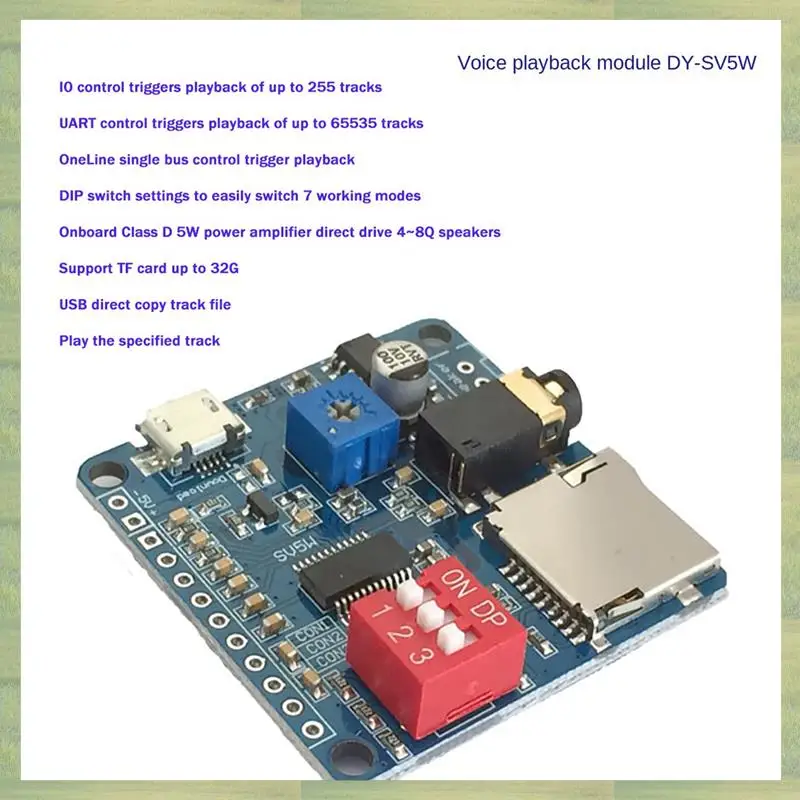N15R-2X DY-SV5W Voice Playback Module For MP3 Music Player Voice Playback Amplifier 5W SD/TF Card Integrated UART I/O Trigger