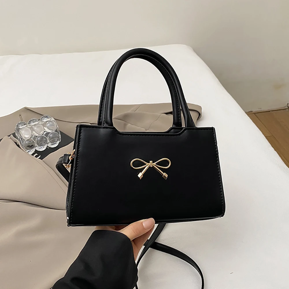 

Bow Square Handbags Women Small Crossbody Bag 2025 Summer Simple Solid Color Hand-held Single Shoulder Bags for Phones Wallet