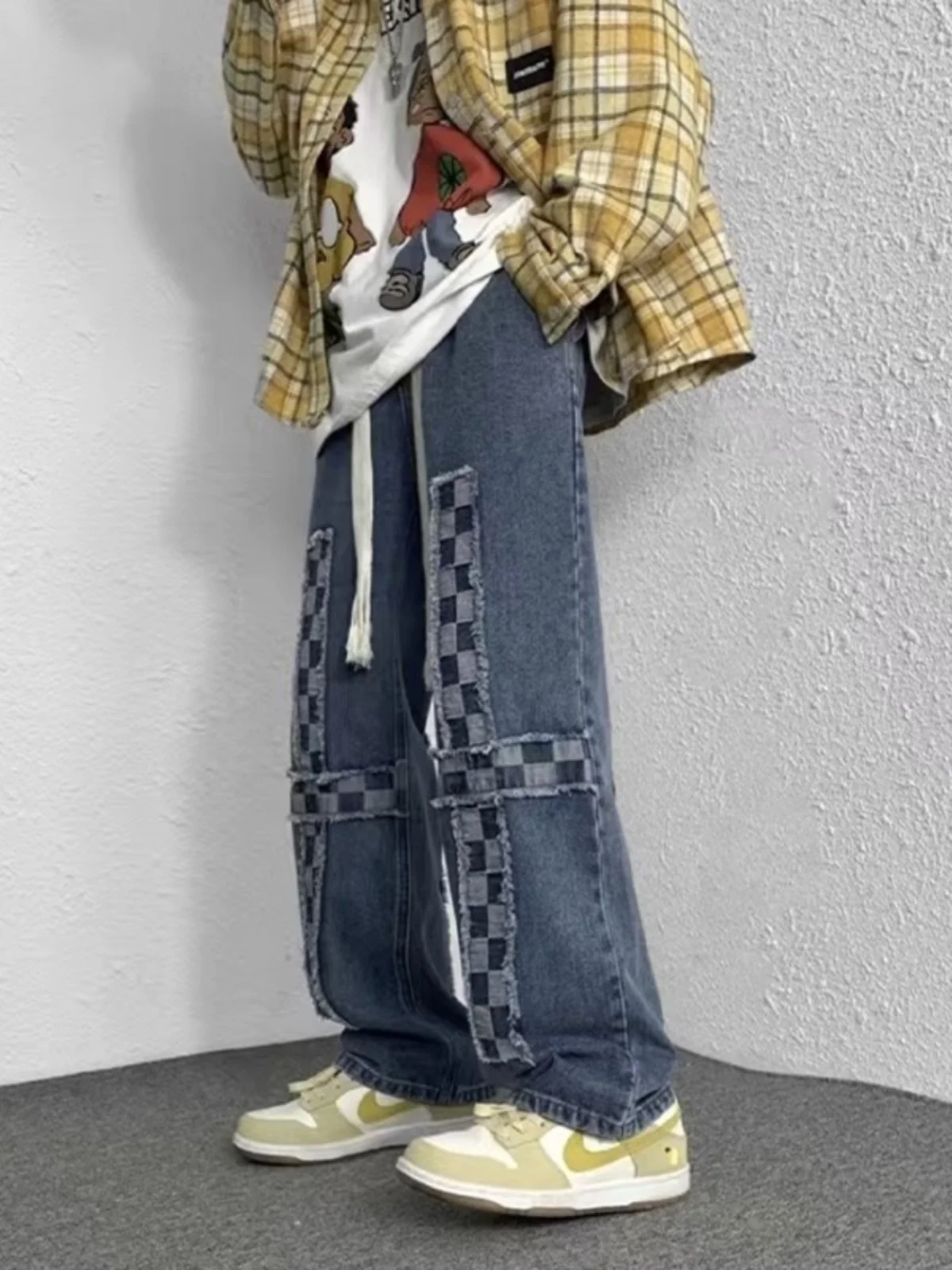 Lose Herren-Jeans mit geradem Bein, hohe Taille, Retro-Stil, Freizeithose für Übergröße 300, Pou, Herbst und Winter, neue Straße