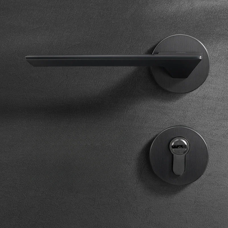 

Nordic wind lock indoor bedroom quiet magnetic suction post-modern simple solid wood door lock gray black door lock