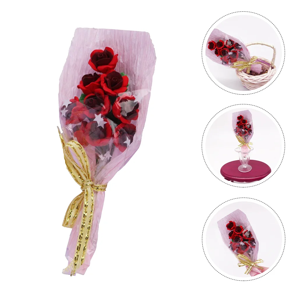 Mini House Decoration Realistic Resin Bouquets Holding Flowers Exquisite Craftsmanship Miniature Landscape Graduation