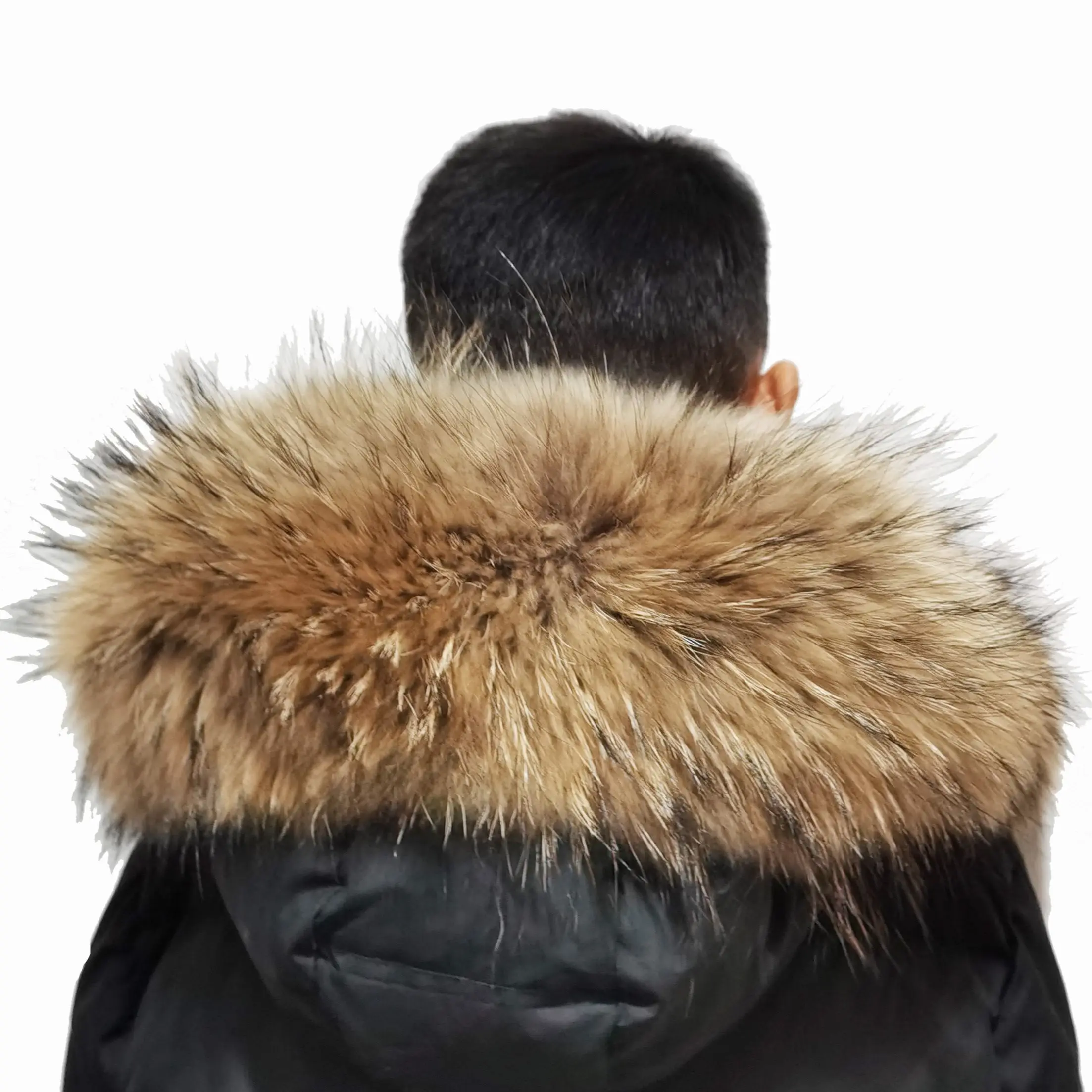 Real Fur Collar Neck Down Jacket Hooded Winter Fur Animal Skin Raccoon Black Scarf Jackets Brown Viking Leather Catcher Brim War