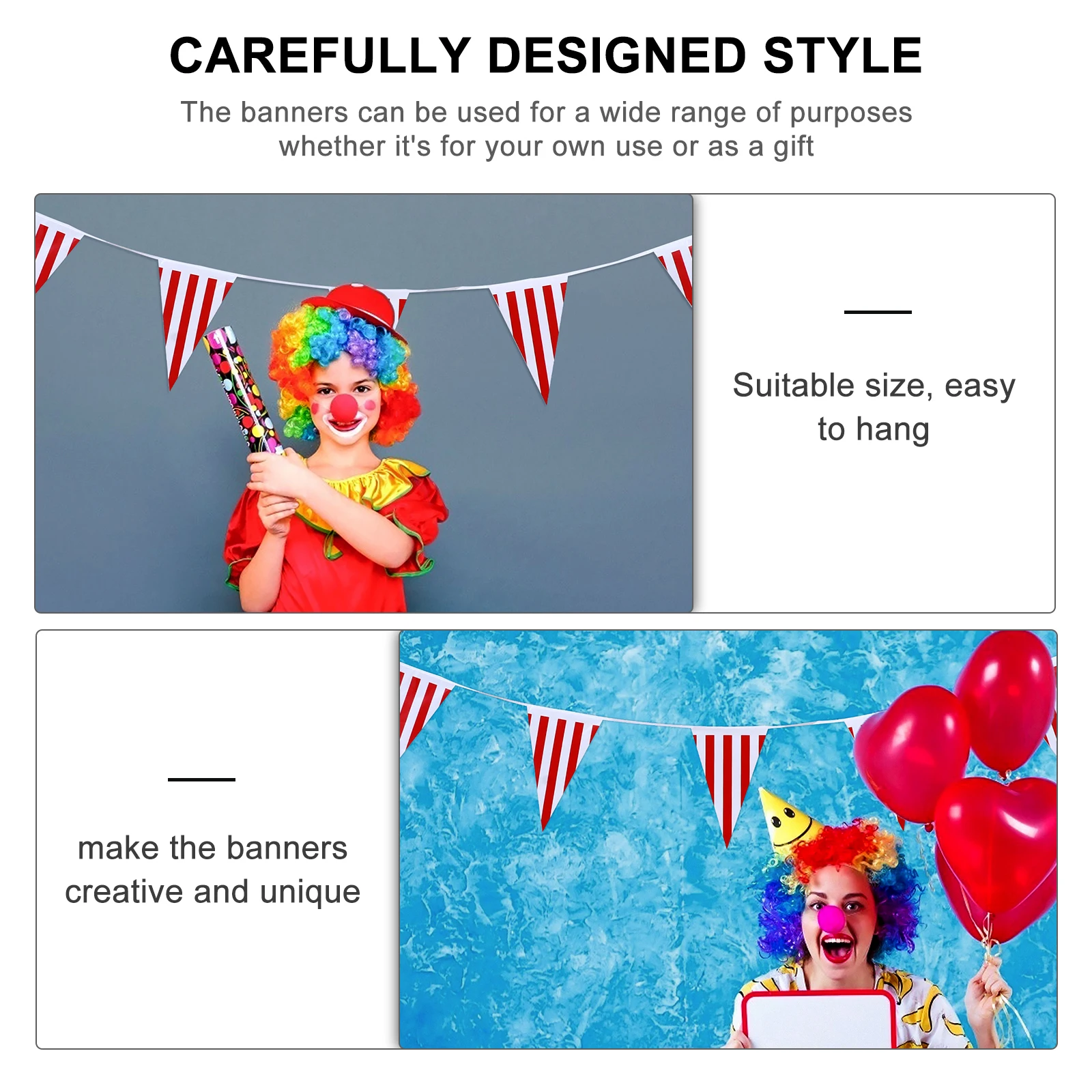 

3pcs Party Flags Happy Circus Carnival Decor Hanging Banner Stripe Design For Home Garden Reusable Party Decorations