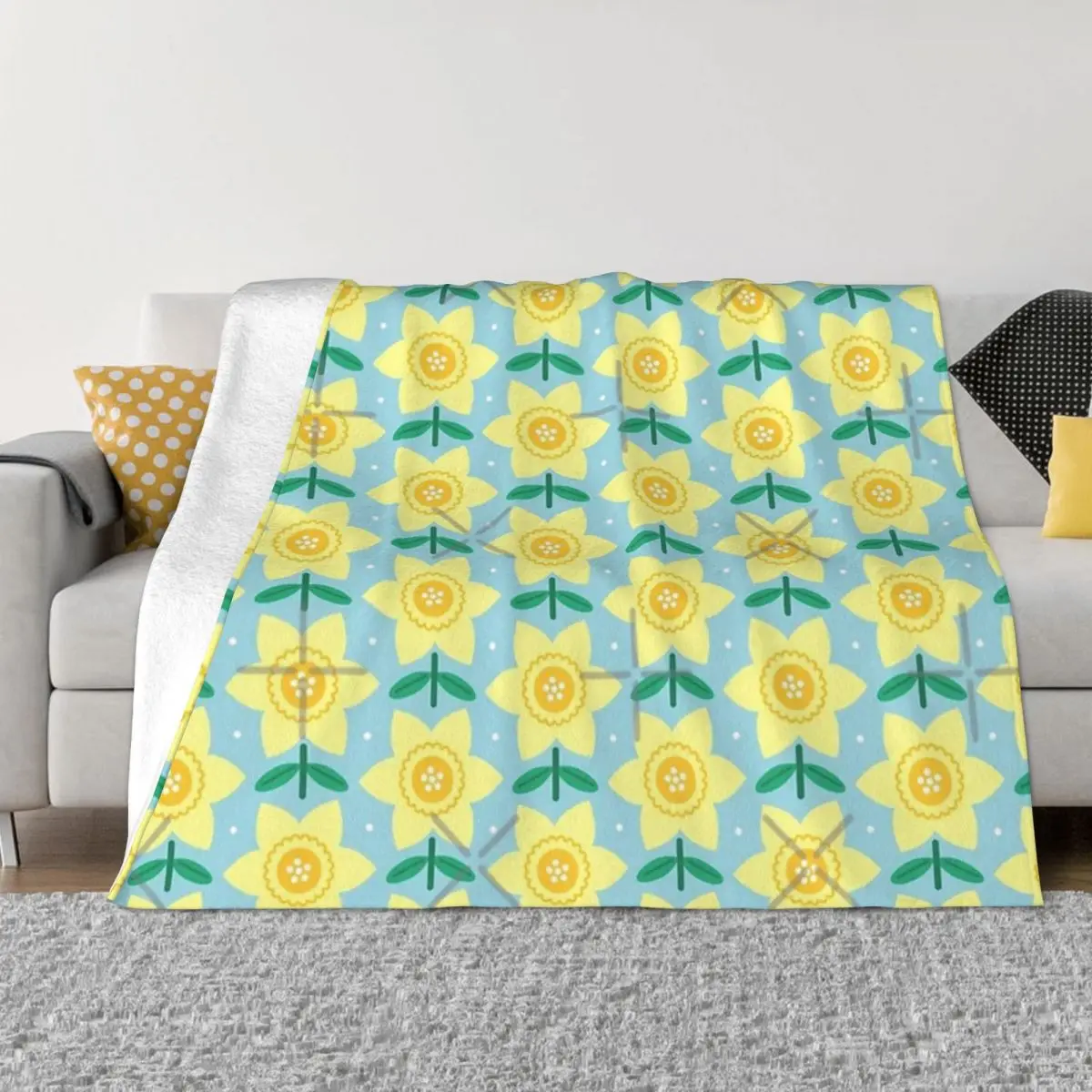 Daffodil Dreams Blue Four Seasons Universal Blanket Fireplace Can Be Laid Halloween Gifts