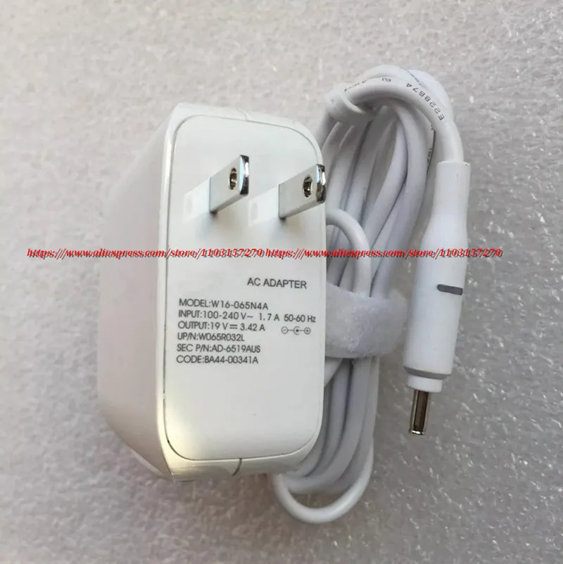Original For Samsung Notebook 9 NP900X3T-K01US- Power Supply W16-065N4A AD-6519AUS 65W 19V 3.42A AC Adapter Charger 3.0*1.1mm