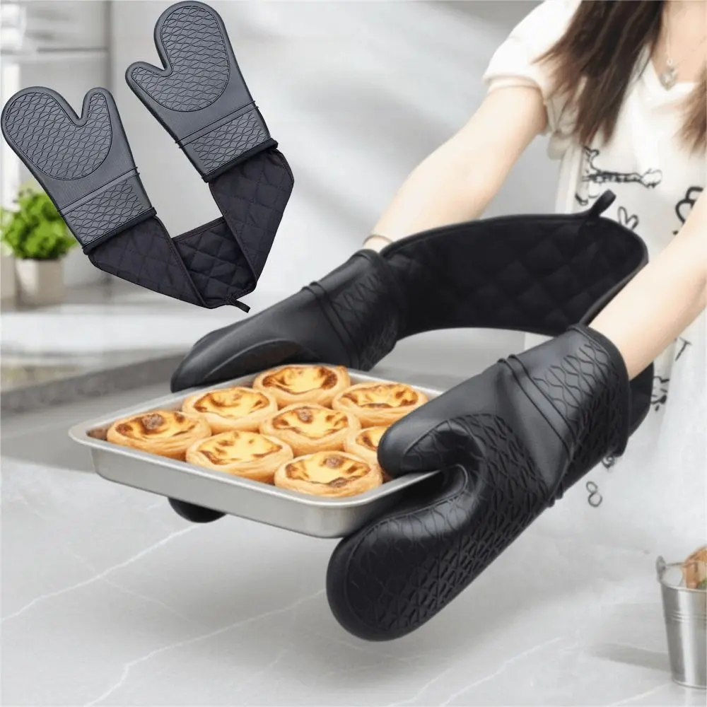 

Waterproof Silicone Oven Mitts Insulated Non-Slip Baking Hand Gloves Anti-scald Heat Resistant Kitchen Microwave Mittens Baking