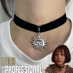 Movie Leon The Professional Cosplay Matilda Necklace Sun Pendant Punk Gothic Choker Chain Jewelry Accessories Halloween Prop