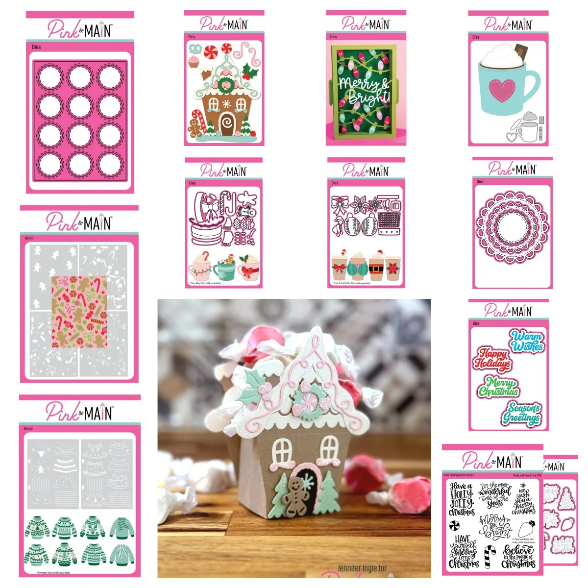 2026 Christmas Gingerbread House Bright Pop Up Mug Scallops Circle Metal Cutting Dies Clear Stamps Stencil for DIY Making Card