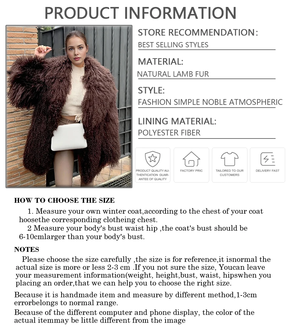 Natural Mongolian Lamb Fur Jackets Long Lamb Coats Women Fashion Luxury Womens Rabbit Coat With Lapel