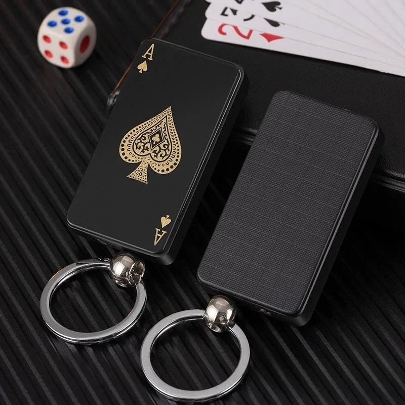 

Металлическая игральная карта с красным пламенем, необычный фонарь, турбинная бутановая газовая зажигалка, креативная ветрозащитная уличная зажигалка, индивидуальный мужской подарок