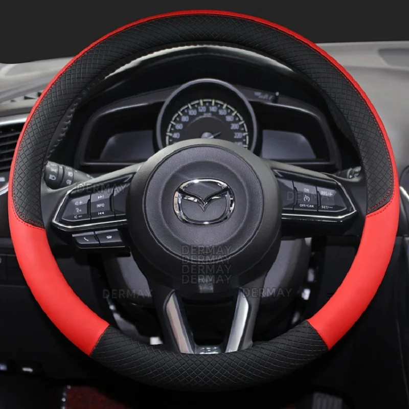 DERMAY PU Leather Car Steering Wheel Cover for CX-3 CX-4 CX-5 CX-7 CX-9 Mazda 3 Axela 6 Gh Gj Demio Anti-Slip Funda Volante