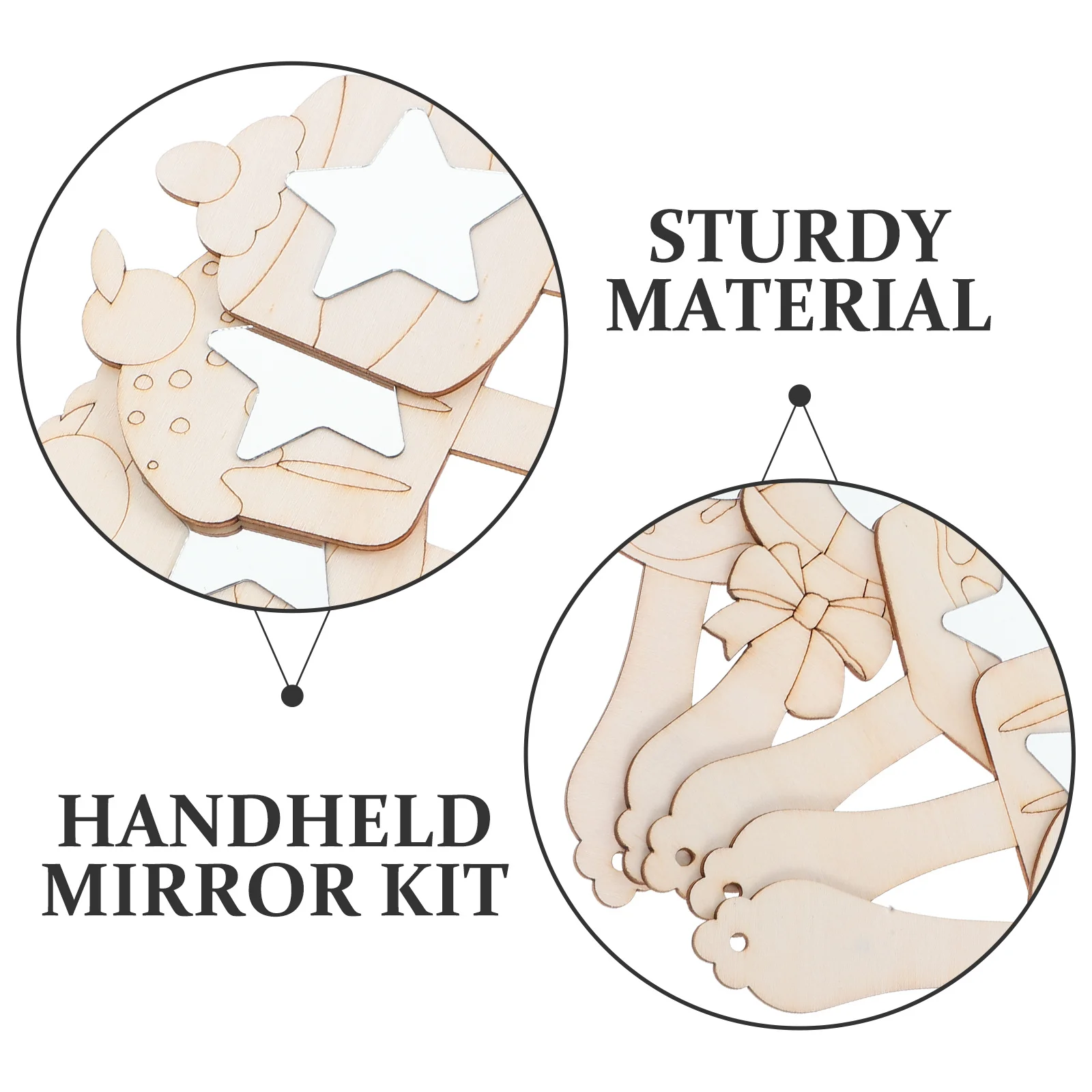 1Set DIY Houten Handspiegel voor het verven van uw eigen cakevorm Verjaardagsfeestje Gunsten Craft Kit Creatieve kunstactiviteit