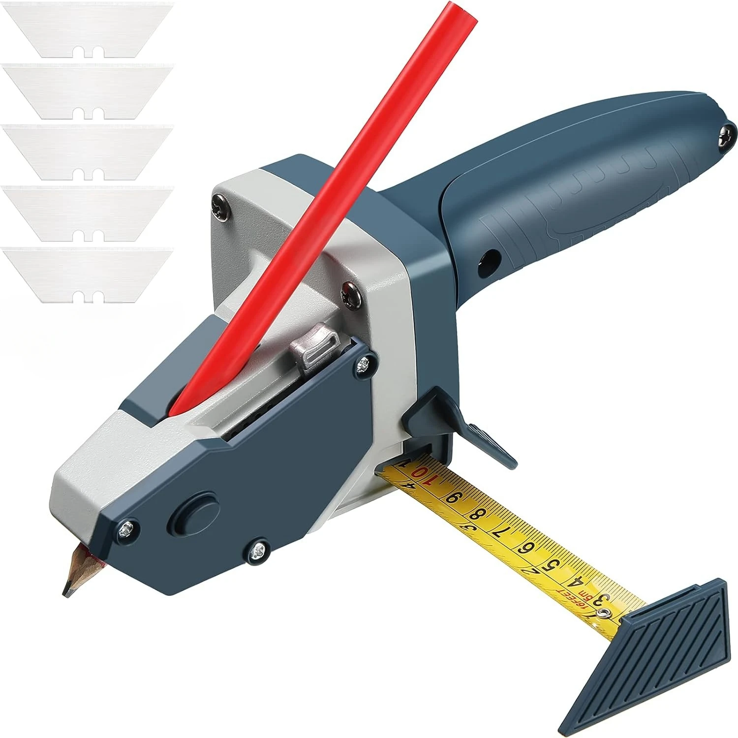 

With Measuring Tape and Utility Knife Measure and Mark Wood for Rip Cuts Gypsum Board Cutting Tool Drywall All-in-one Hand Tool
