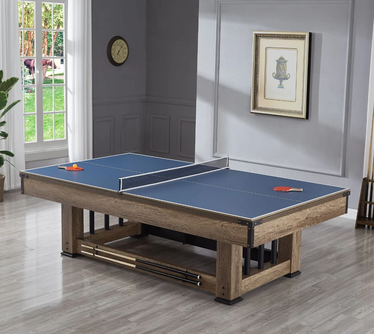 

Высококачественный 7-футовый деревянный стол для бассейна в американском стиле с 9 мячами, деловой офисный стол «три в одном», настольный теннисный стол для домашнего использования