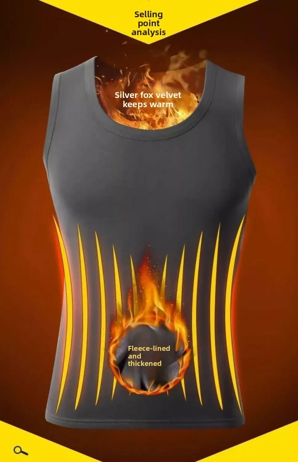 Winter-Thermoweste für Herren in Übergröße, mit Fleece gefüttert, dick, warm, ärmelloses Unterhemd, lässig – Detail 9
