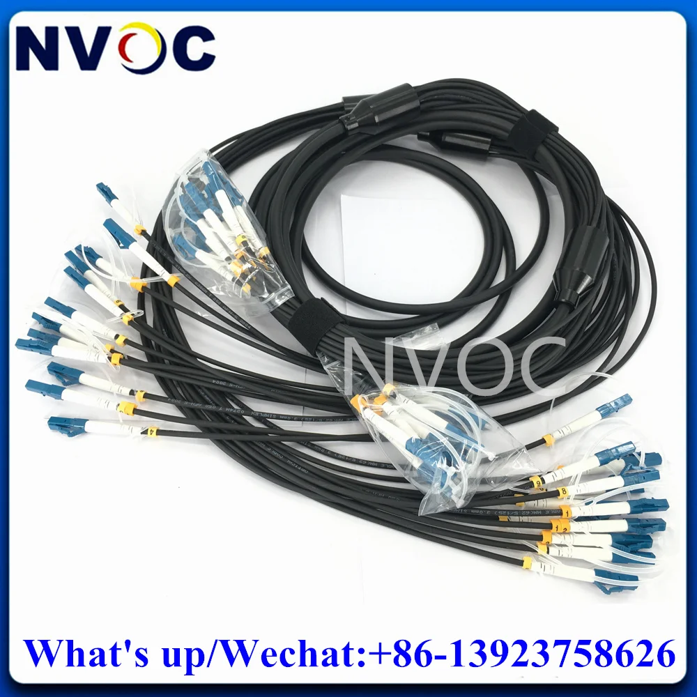 30M 12C 12Core SM 9/125um Single-mode Fibre Field Tactical Fiber Optic LSZH/TPU Black Cable Patch Cord With LC-LCUPC Connector