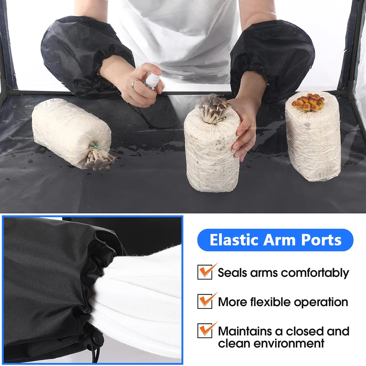 New House-Shaped Mushroom Growing Tent Kit - Still Air Box with Minimalist Zipper, 4 Mosquito-Proof Vents & Balcony Use view 3