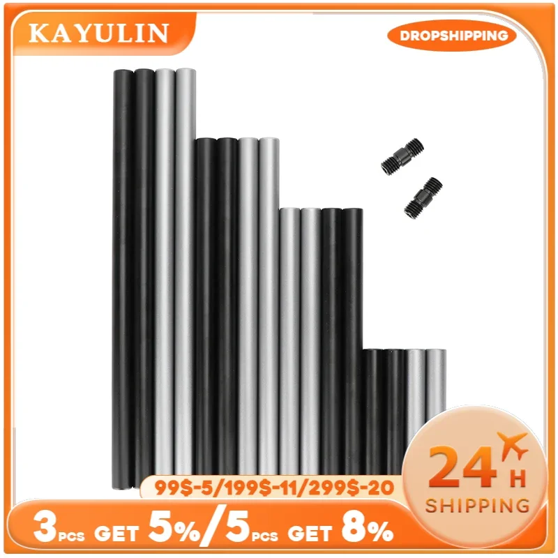 Kayulin 15mm Aluminum Rod Set with Connectors for Sony DSLR Camera Rail Rod Black System Monitor Shoulder Mount Rig Photo Studio