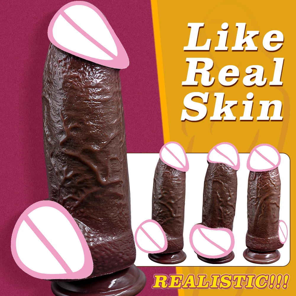 Oversiz Realistic Penis Huge Dildo Penis Skin Feeling Sex Female Masturbator Double-layer Silicone Suction Cup Dildos for Women