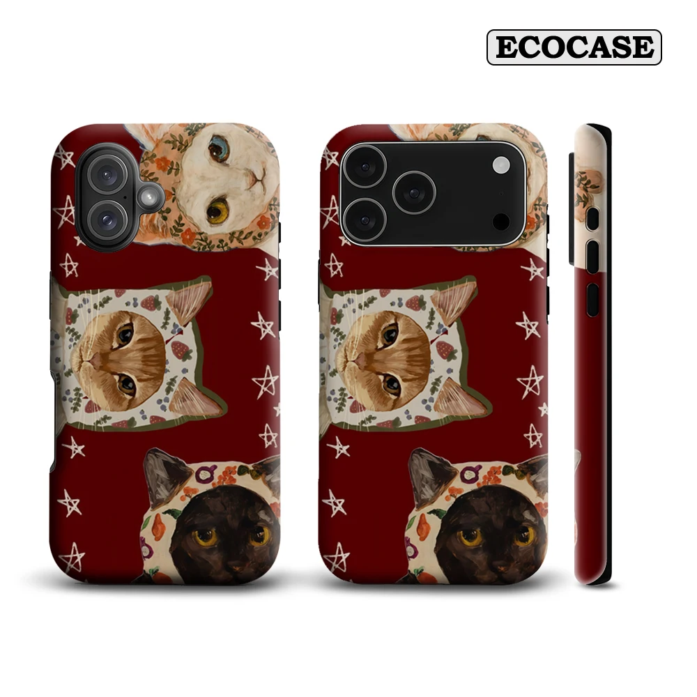 Skurrile Katzen in Mützen IPhone 17 Must-Haves Handyhülle für IPhone 17 16 15 14 13 12 11 Pro Max Plus Doppelschichtige Rückseite