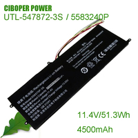 CP Laptop Battery 5583240P 11.4V/4500mAh/51.3Wh UTL-547872-3S For TBOLT F15 Pro Notebook