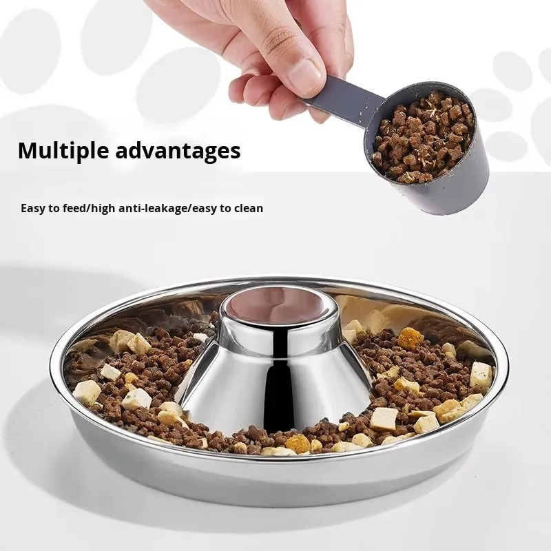 Factory Direct Eco-Friendly 304 Stainless Steel Dog Cat Bowls Non-slip Bottom Slow Feeder Waterproof Solid Pattern Durable Food