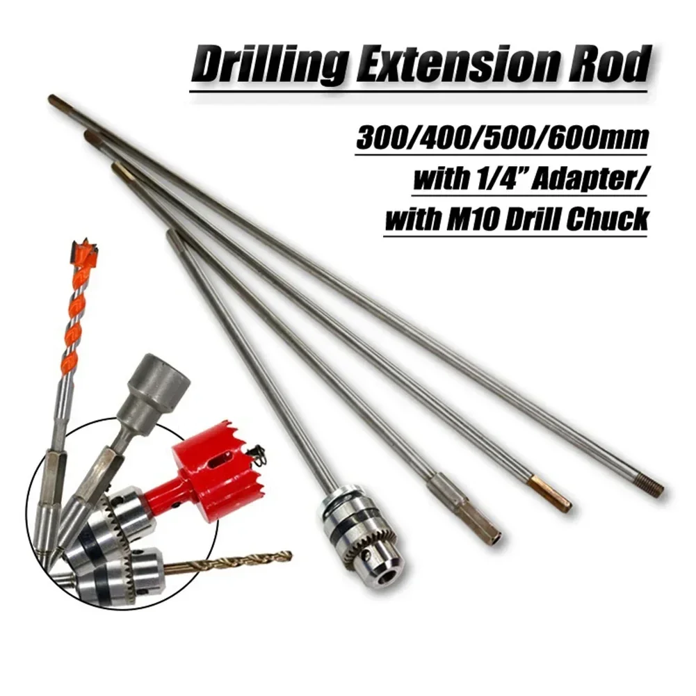 2 pz 300mm Estensione del Trapano Collegare Asta Da M10 A 6.35mm Adattatore Esagonale M10 Mandrino Per Foro Profondo parete Penetrazione Strumento