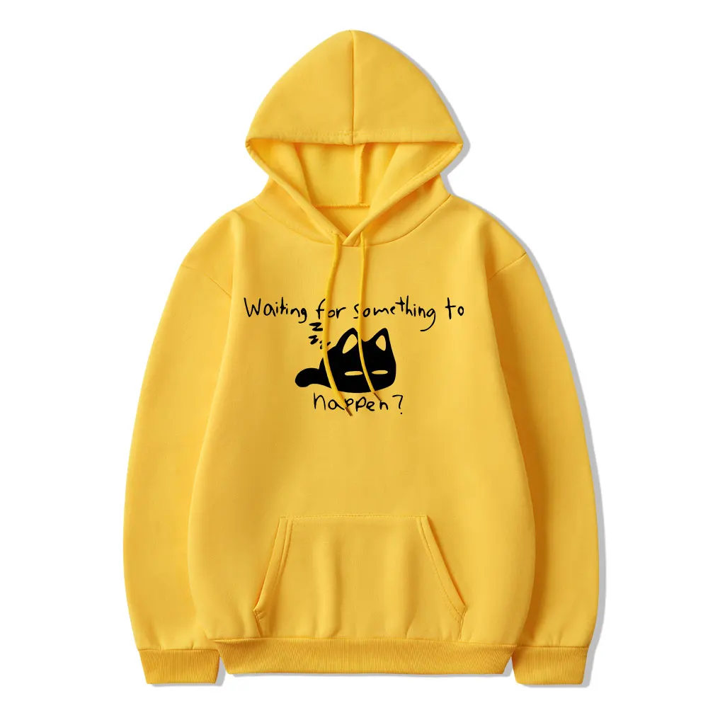 Manga Waiting for Something To Happen Omori Cat Print Hoodie Funny Cats Lover Sweatshirts Harajuku Anime Graphic Hoodies Unisex view 4
