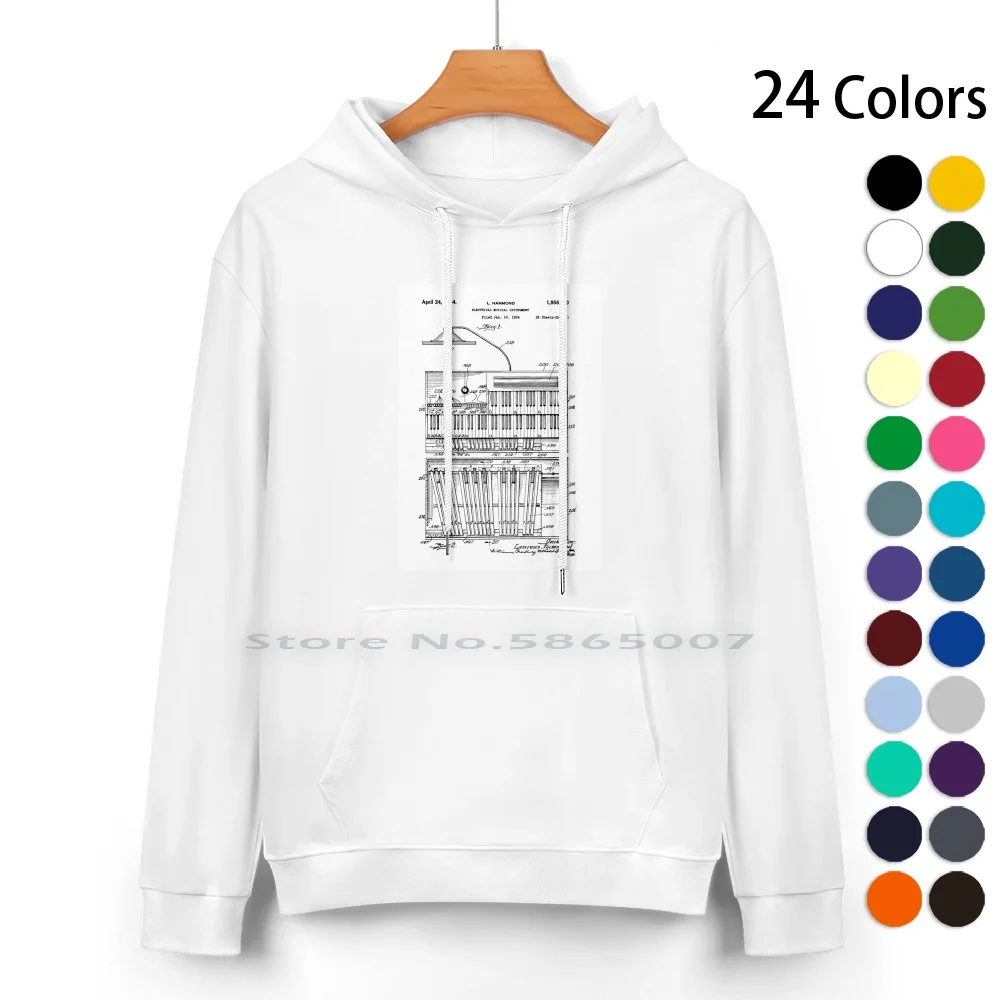 

Hammond B3 Organ Patent Drawing Pure Cotton Hoodie Sweater 24 Colors Hammond Organ Hammond B3 B3 Organ Hammond Patent Patent