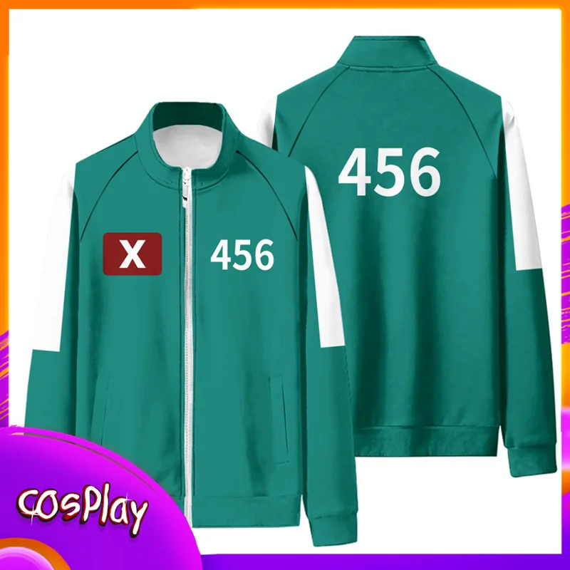 Squid Player Seong Gi-Hun Cosplay Costume 456 Korea Men Hoodie Blue Sweatshirt Carnival Men Women Coat Cos Clothing Props Gift