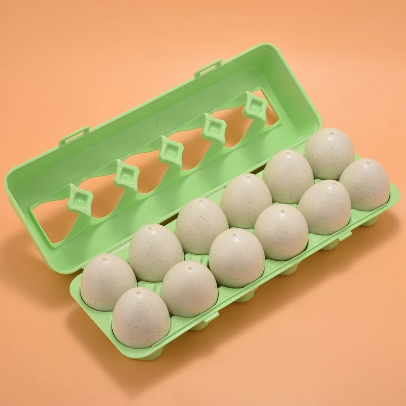 Huevos de dinosaurio de Pascua de 12 piezas, juguetes sensoriales de aprendizaje temprano, motricidad fina, rompecabezas educativo con forma de Color, regalos