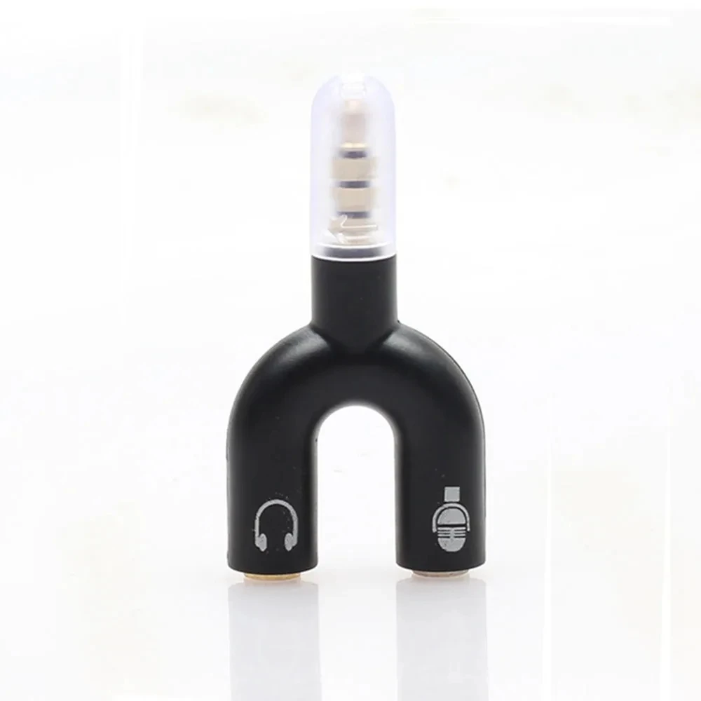 1 To 2 3.5mm Headphone Mic Splitter Adapter U-shaped Stereo 3.5mm Audio Splitter Adapter for PS4 PC Laptop Ear Headset Cables