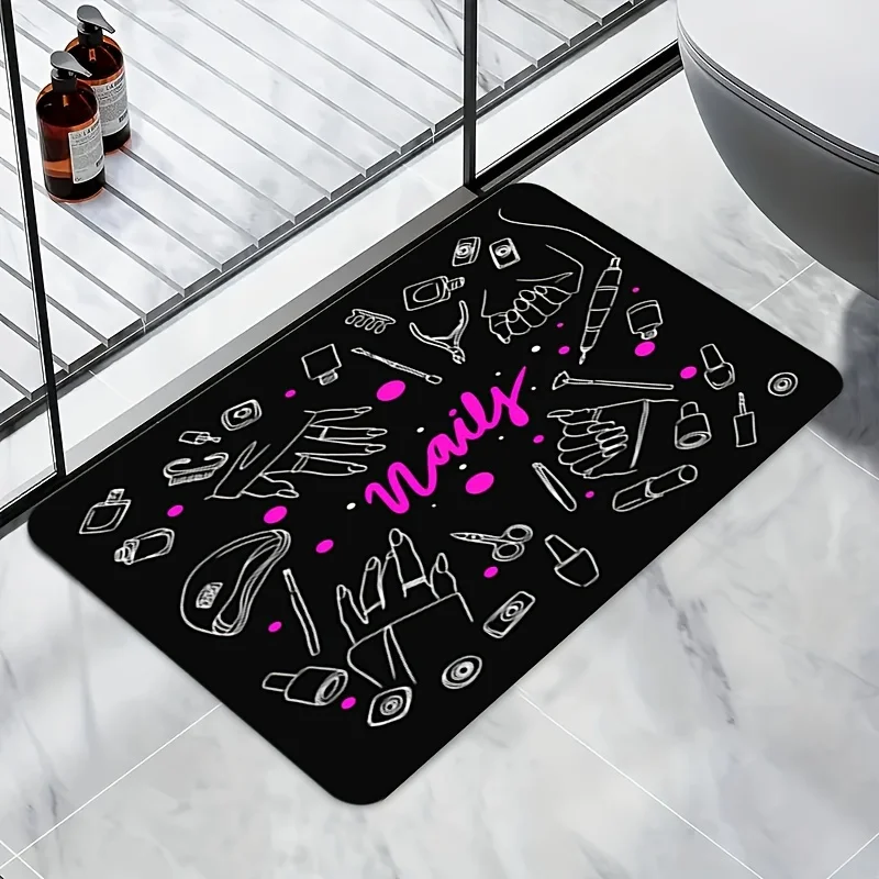 1pc of Nail Art Additions Graffiti Dark Background Doormat, Entrance Doormat, RV Bathroom Rug, Kitchen Mat, Home Decoration Ca