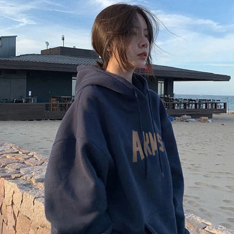 

Thin Velvet Thickened High Street American Hooded Sweater Women's Autumn and Winter Tide Brand Oversize Niche Coat Sweater Tide