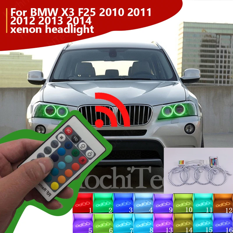 

Angel Eyes Tuning RGB LED Halo DRL Car Lights Accessories Retrofit For BMW X3 F25 2010 2011 2012 2013 2014 xenon headlight