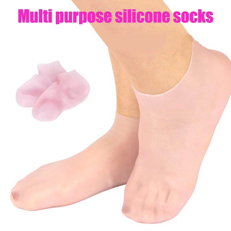 1Pair Silicone Socks Foot Spa Moisturizing Gel Sock Exfoliating And Preventing Dryness Cracked Foot Skin Care Anti Cracking Sock