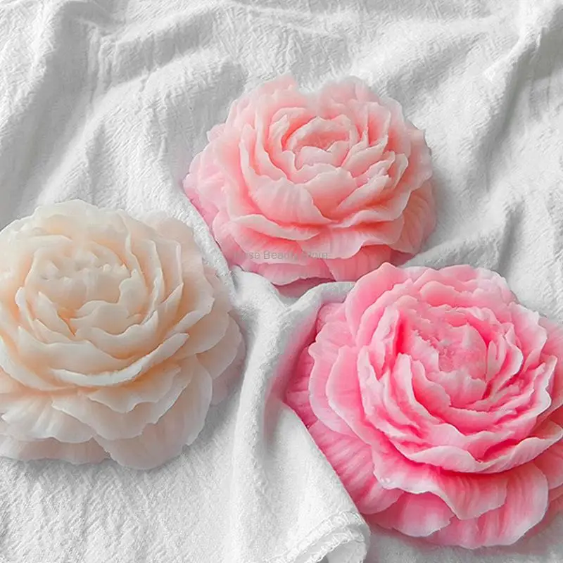 3D Peony Silicone Candle Mold DIY Handmade Creative Flower Aromatherapy Plaster Resin Soap Making Supplies Kit Home Gifts